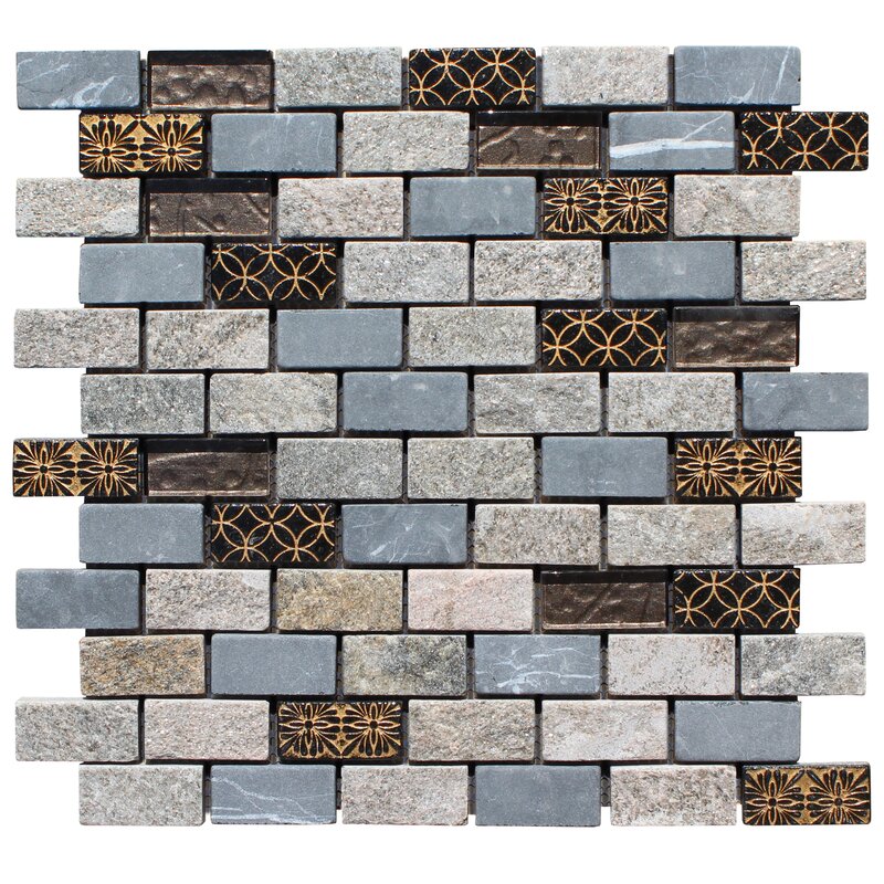 Intrend Tile Linear 1" x 2" Natural Stone and Glass Mosaic Pattern Tile & Reviews Wayfair